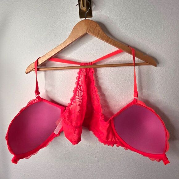 Victoria's Secret Push Up Bra 34DD Lace Racerback Front Closure Underwire - Picture 4 of 7